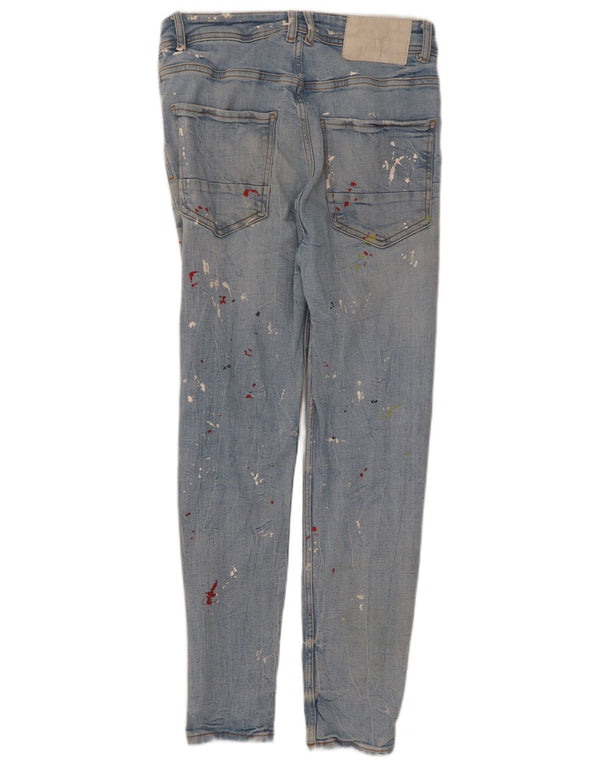 Jeans skinny effetto invecchiato da uomo Zara EU 38 Small W30 L27 cotone tie dye blu