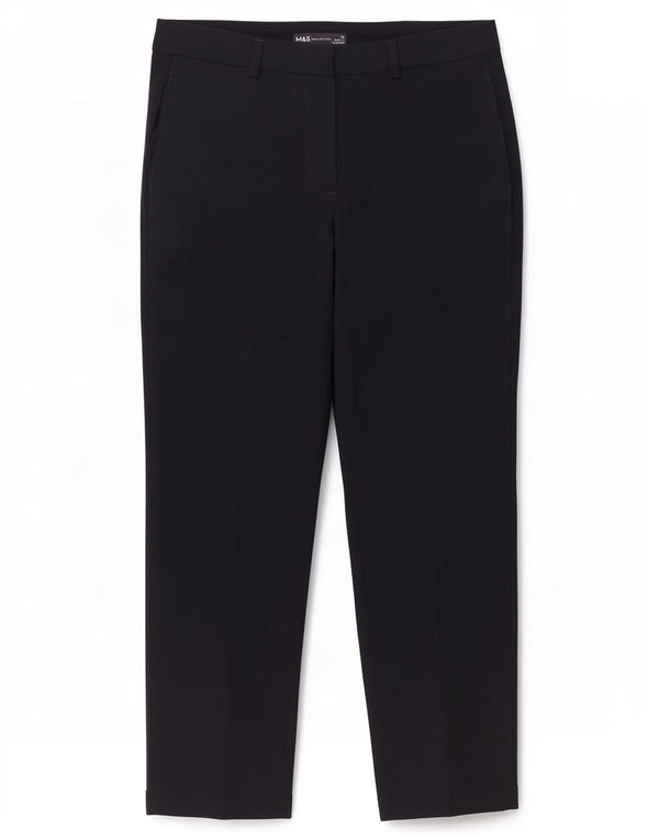 Pantaloni da abito corto da donna Marks & Spencer UK 10 piccoli W30 L25 blu navy