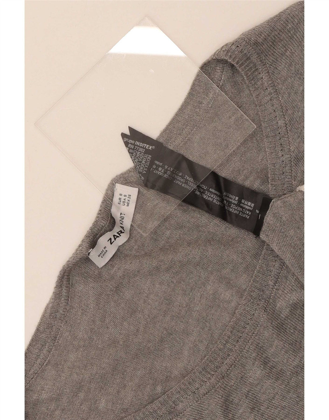 Top tunica a maniche lunghe da donna Zara UK 10 Small Grigio Colourblock Poliestere