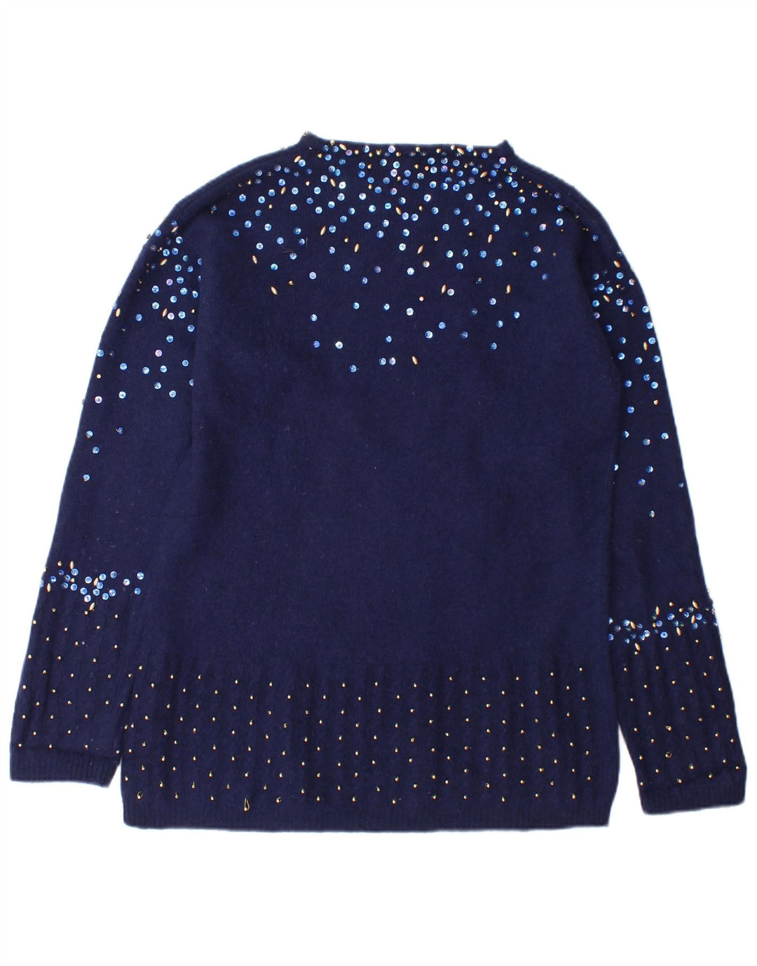 Fiorucci Maglione da donna con scollo a barchetta UK 14 Medio Blu navy maculato