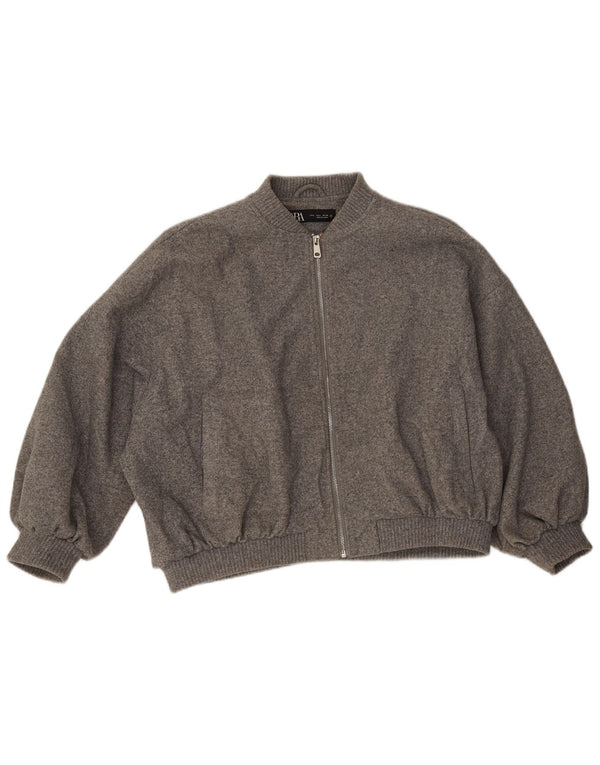 Giubbotto bomber da uomo Zara UK 40 grande poliestere chiazzato grigio