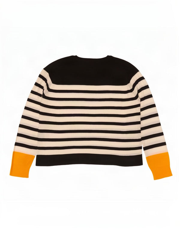 Zara Womens Oversized Crew Neck Jumper Sweater UK 10 Small Black Striped