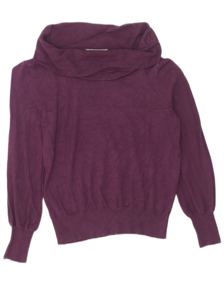 Maglione maglione a collo alto da donna Marks & Spencer UK 14 Viscosa viola medio