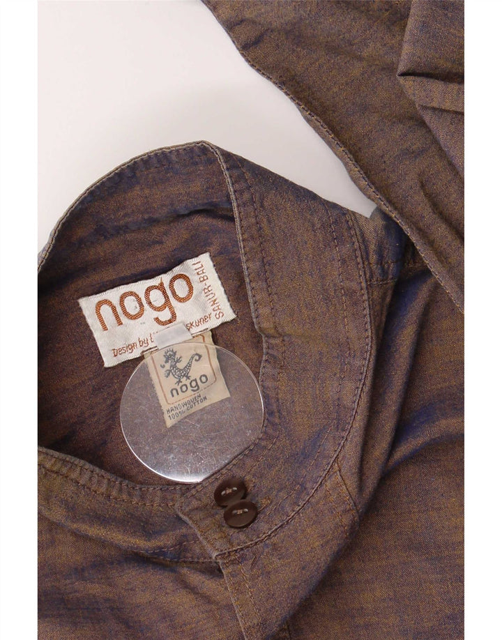 Camicia vintage da uomo in cotone marrone medio