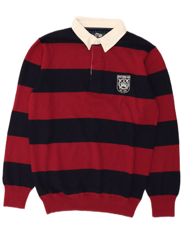 Crew Clothing Maglione da uomo con collo alto in lana d'agnello a strisce rosse grandi
