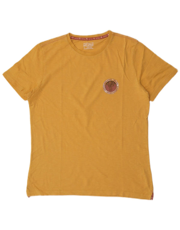 T-shirt grafica da uomo Fat Face Top grande in cotone giallo