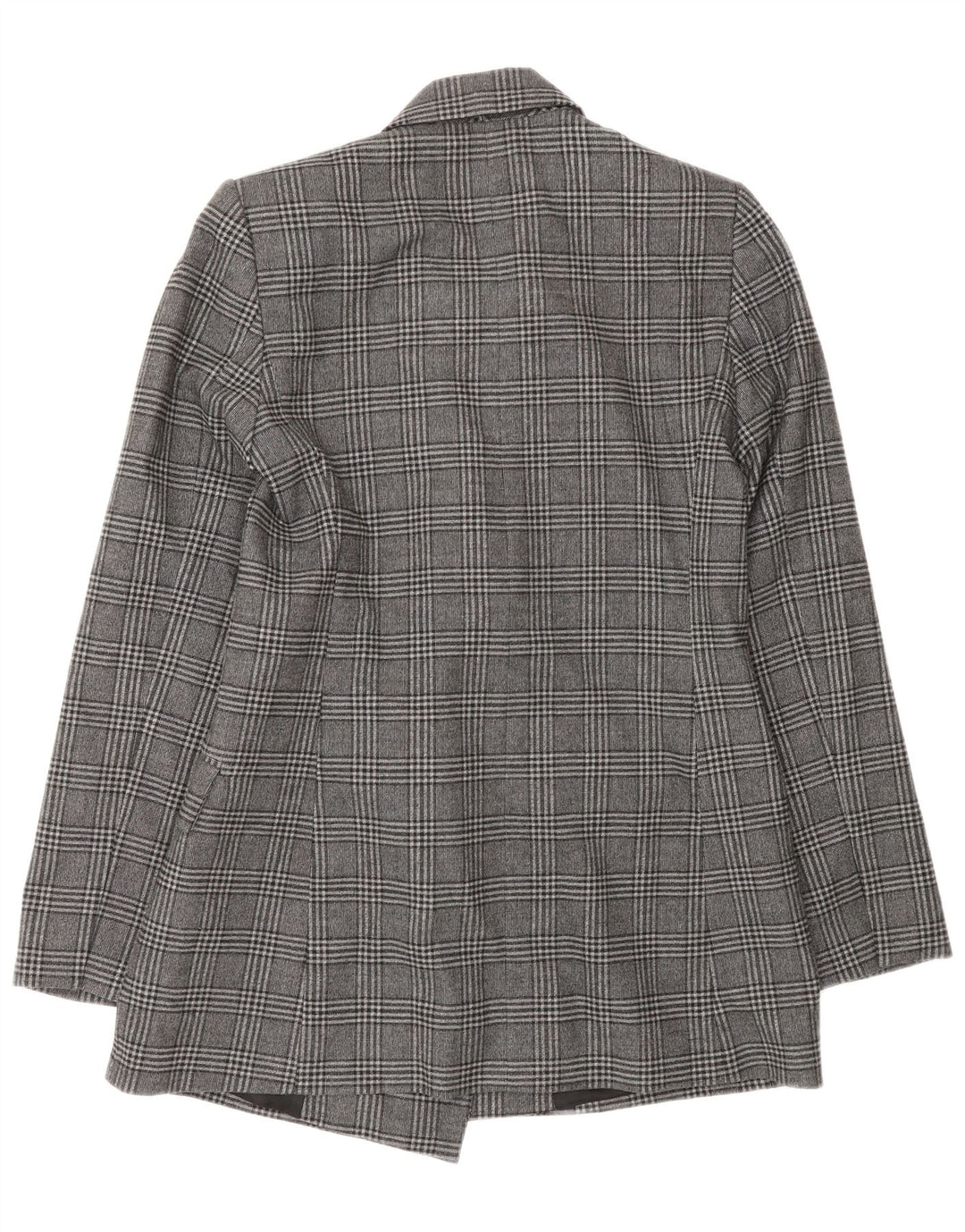 Giacca blazer doppiopetto da donna Zara UK 10 piccolo poliestere a quadri grigio