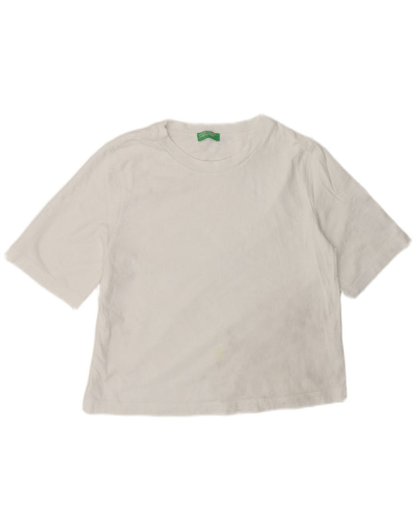 T-shirt da donna Benetton Top UK 14 cotone bianco medio