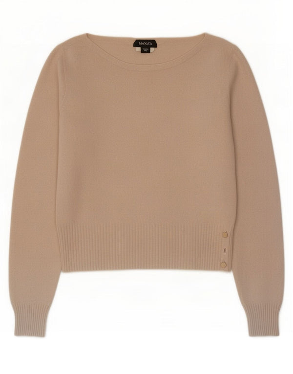 Max & Co. Maglione corto con scollo a barca da donna UK 12 Beige medio