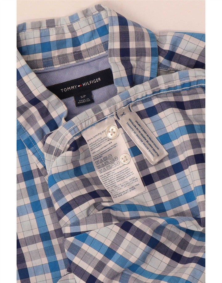 Camicia da uomo Tommy Hilfiger piccola in cotone a quadri blu