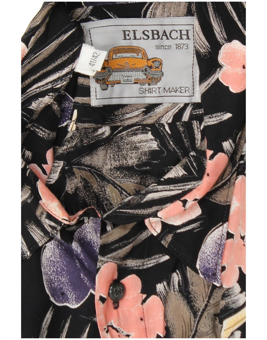 Camicia pullover da uomo ELSBACH taglia 41/42 grande viscosa floreale nera