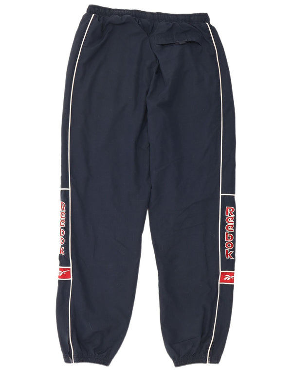 Pantaloni da tuta con grafica Reebok da uomo, pantaloni da jogging, medio, blu navy, in poliestere