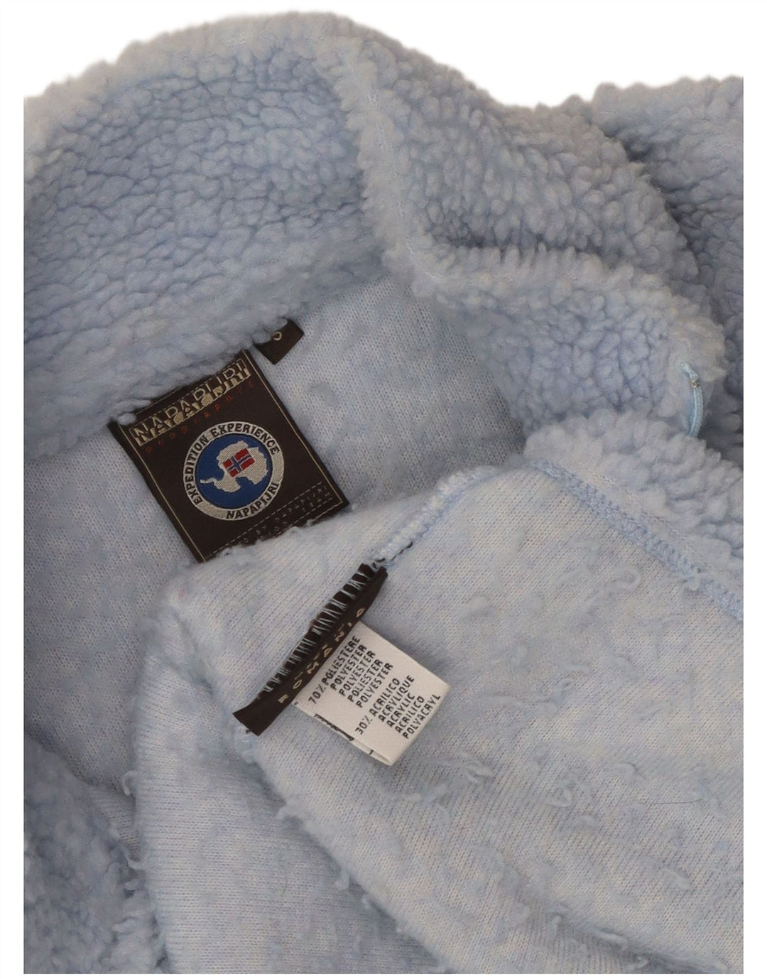 Maglione in pile da uomo Napapijri con collo con zip geografica, piccolo in poliestere blu