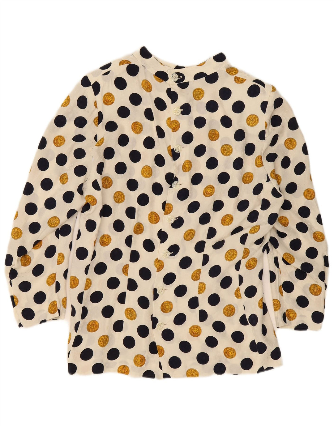 Camicetta vintage da donna Top UK 16 grande pois beige