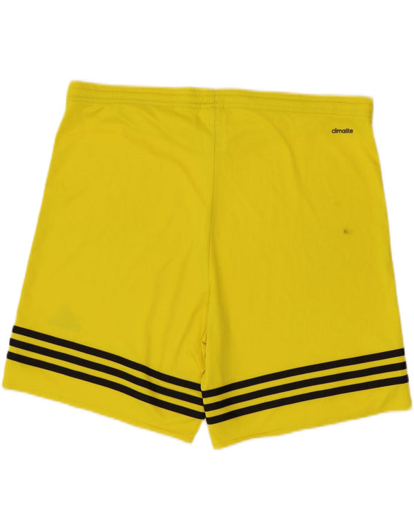 Pantaloncini sportivi da uomo Adidas grandi in poliestere a strisce gialle