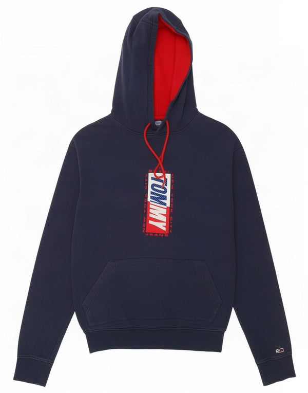 Maglione con cappuccio grafico da uomo Tommy Hilfiger piccolo in cotone blu navy