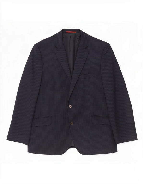 Giacca blazer a 2 bottoni da uomo Marks & Spencer UK 44 XL gessato blu navy
