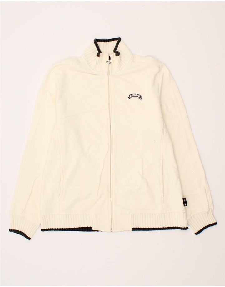 CHAMPION Mens Easy Fit Tracksuit Top Jacket Large Off White Cotton Vintage Champion and Second-Hand Champion from Messina Hembry 