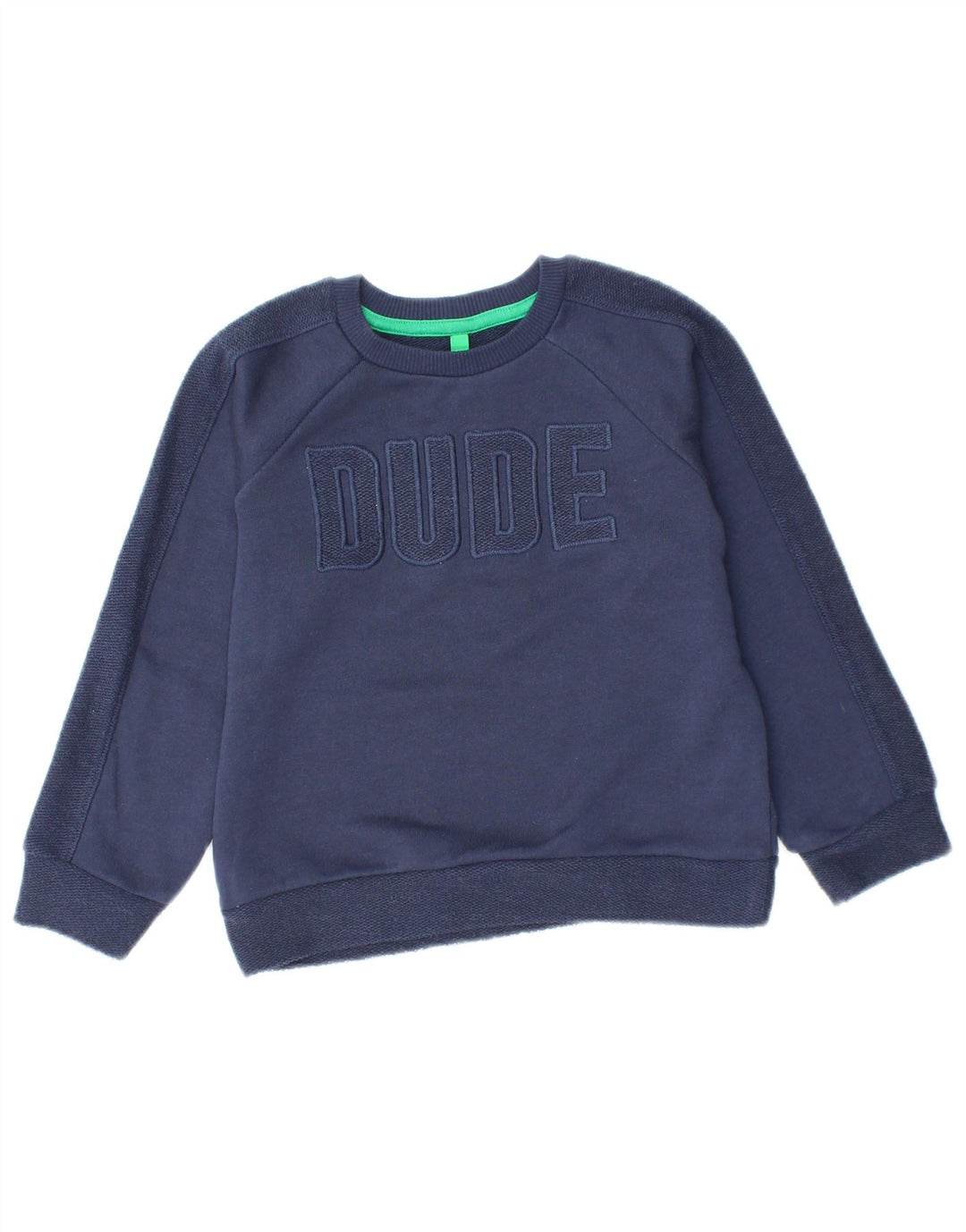BENETTON Boys Graphic Sweatshirt Jumper 4-5 Years XS Navy Blue Polyester