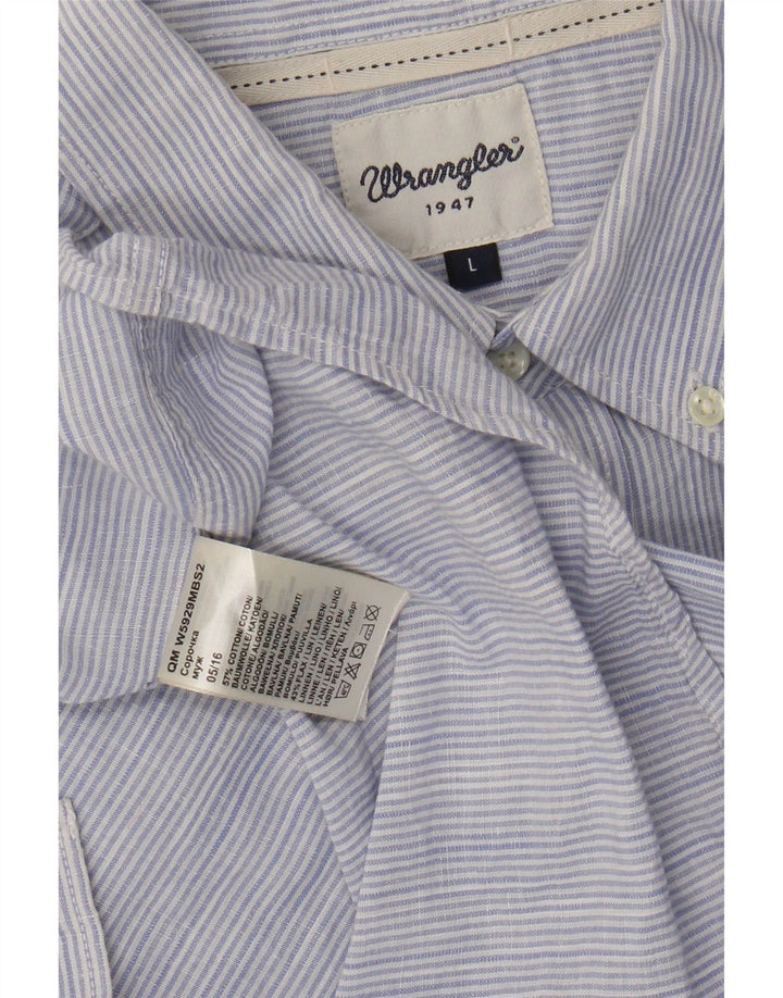 Camicia da uomo Wrangler grande in cotone gessato blu