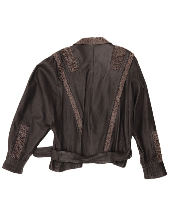 Giacca in pelle da donna VINTAGE IT 48 XL Pelle geometrica nera