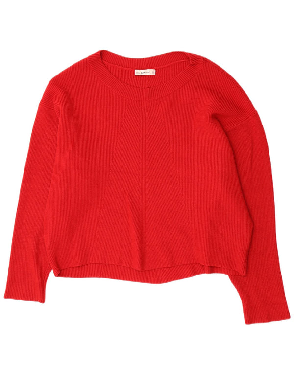Maglione maglione oversize con scollo a barca da donna Zara UK 14 Viscosa rossa media