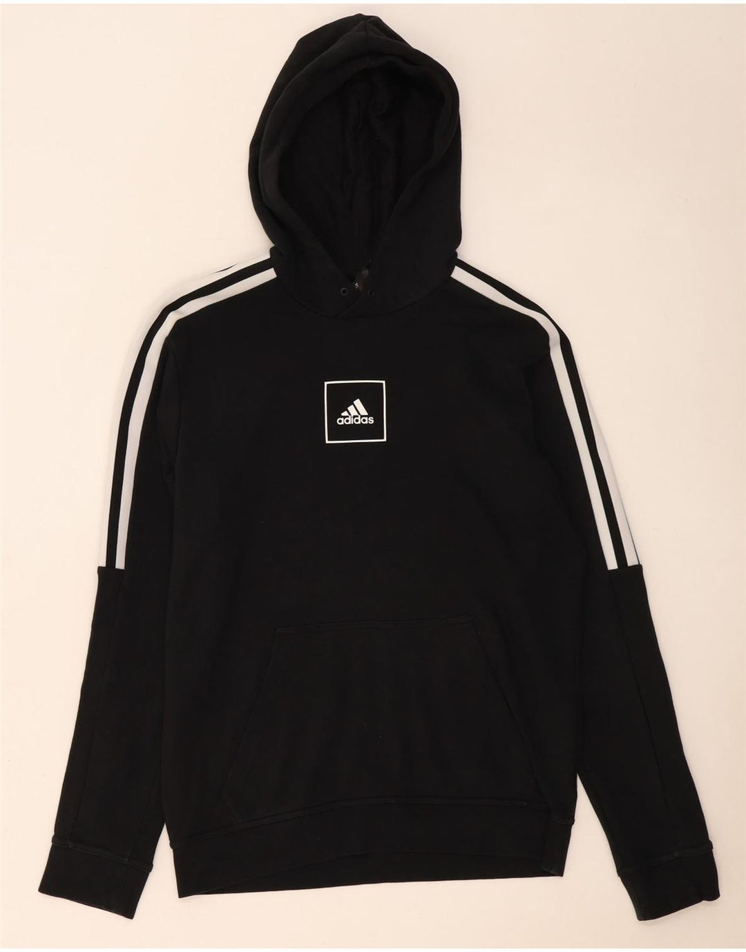 Felpa con cappuccio da uomo Adidas media in cotone nero
