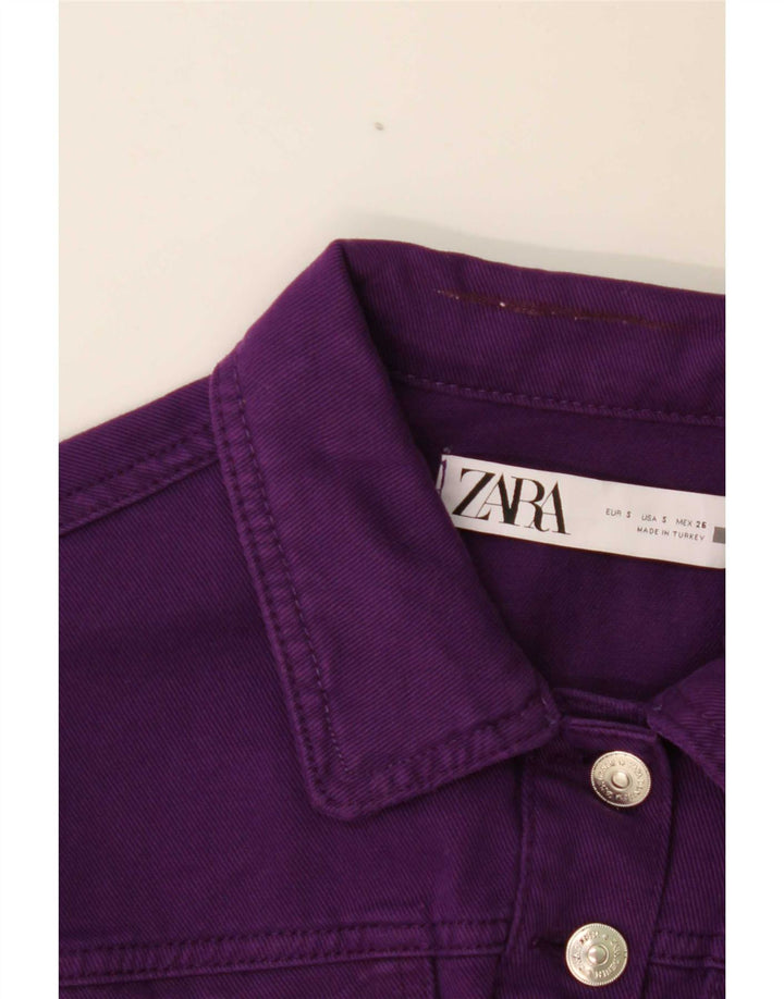 Giacca di jeans corta Zara da donna UK 10 piccola viola