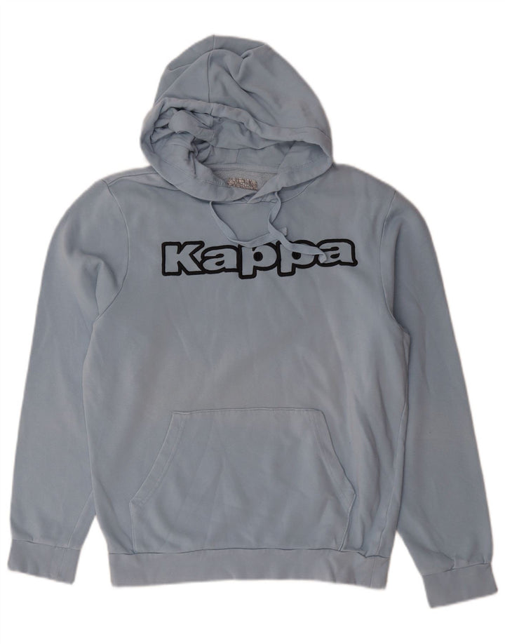 Maglione con cappuccio grafico da uomo Kappa in cotone blu medio