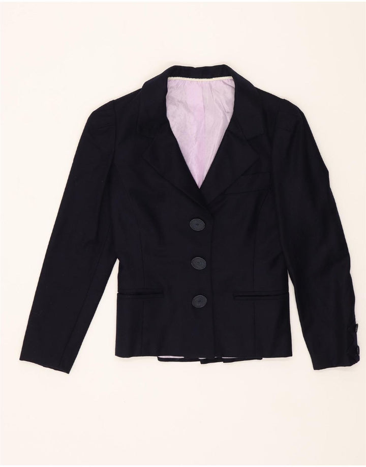 Giacca blazer vintage da donna a 3 bottoni UK 4 XS blu navy