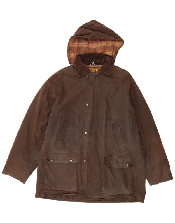 Game Technical Apparel Giacca da uomo in cotone cerato con cappuccio UK 44 2XL Marrone
