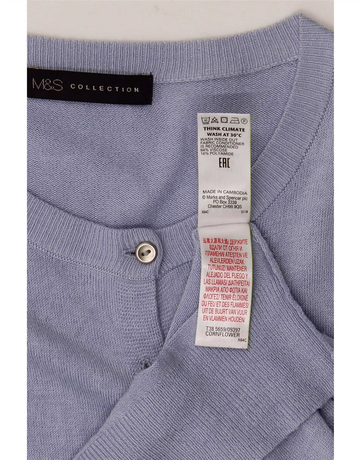 Maglione cardigan da donna Marks & Spencer UK 14 grande viscosa blu