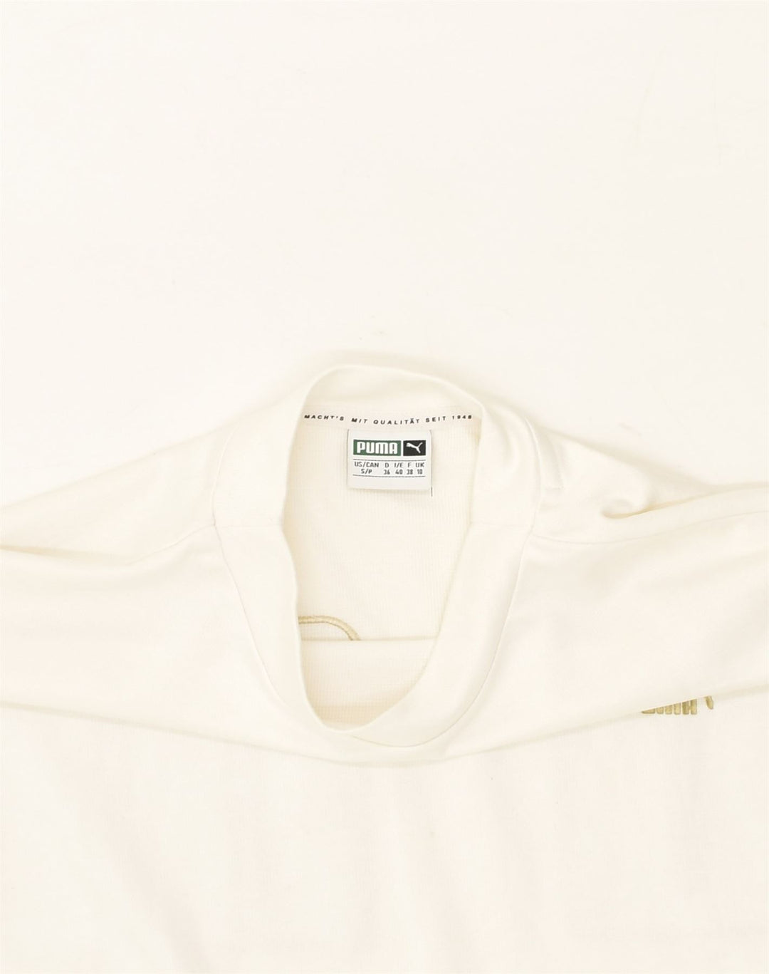 PUMA Womens Oversized Crop Top UK 10 Small Beige Polyester | Vintage Puma | Thrift | Second-Hand Puma | Used Clothing | Messina Hembry 