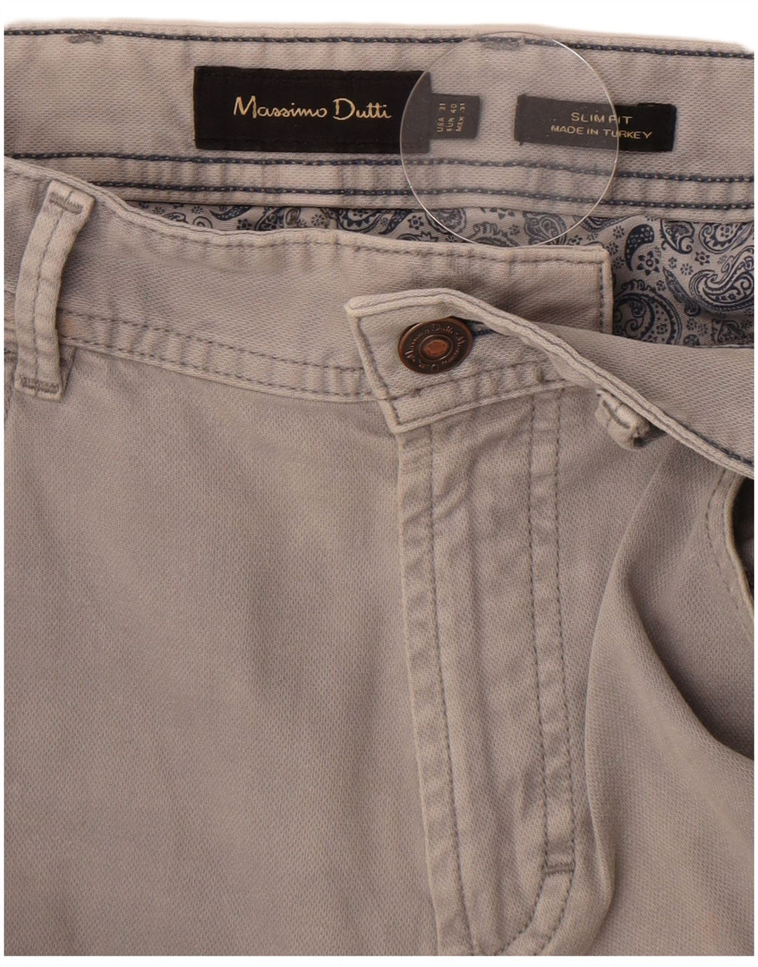 Pantaloni casual slim fit da uomo Massimo Dutti EU 40 Medium W32 L34 Grigio