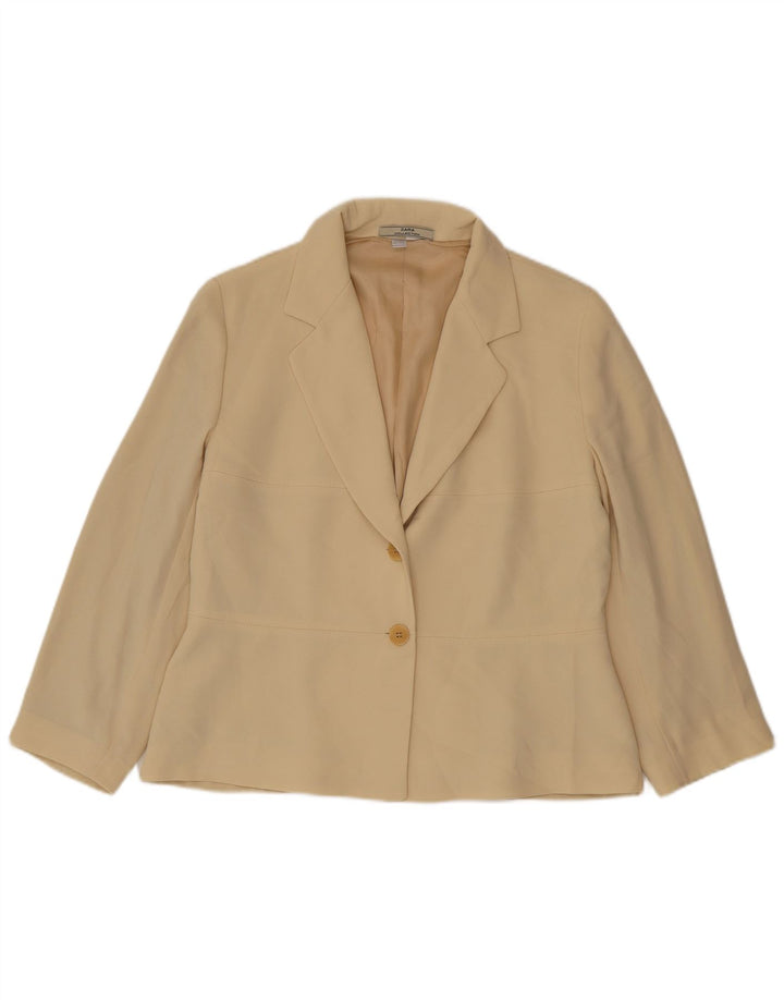 Giacca blazer a 2 bottoni da donna Zara US 14 XL poliestere beige