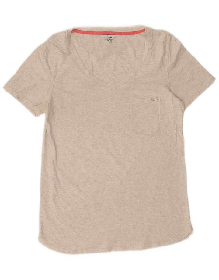 JOULES T-shirt da donna Top UK 12 medio bianco sporco screziato