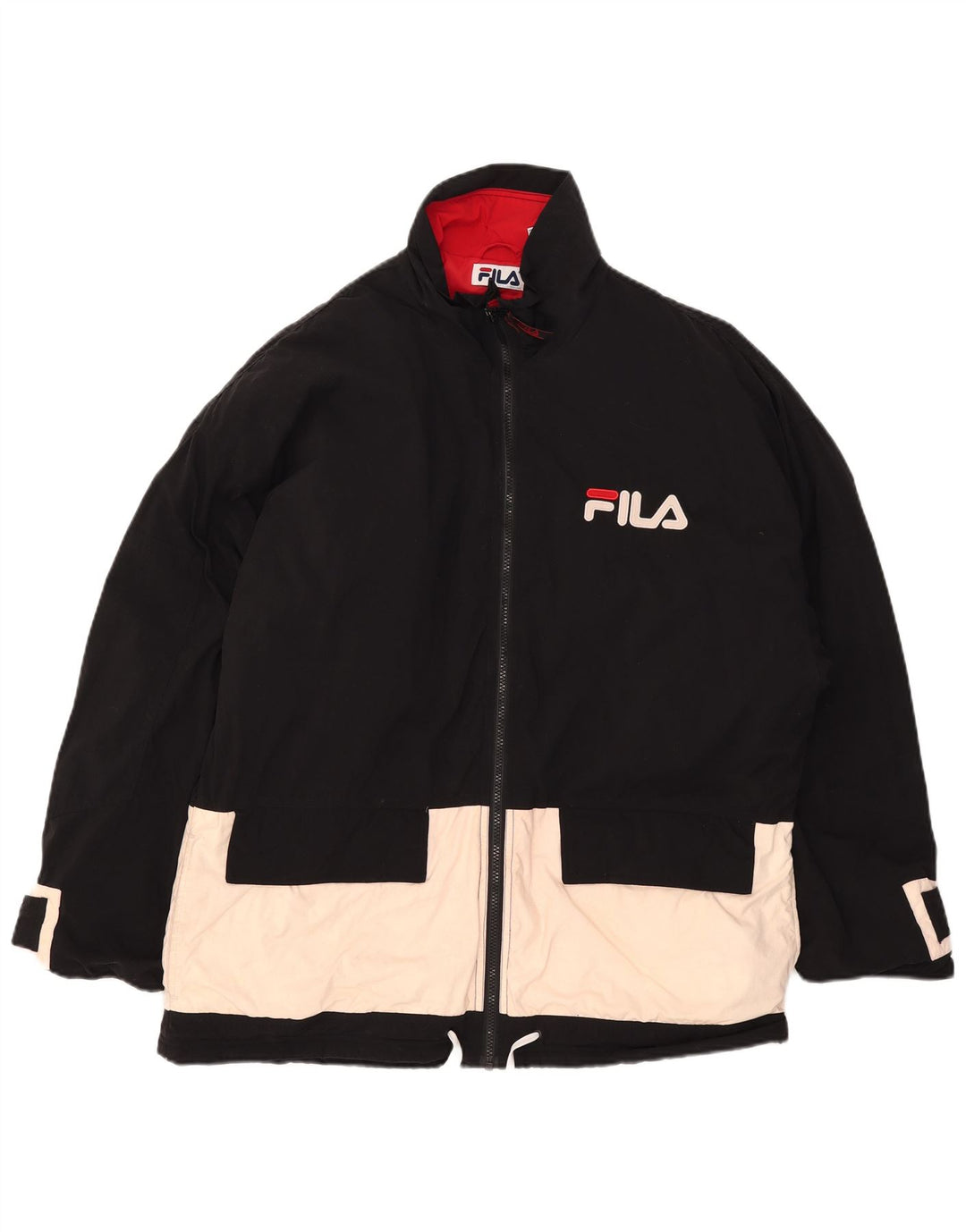 Giacca imbottita grafica da uomo Fila UK 38 nylon color block nero medio