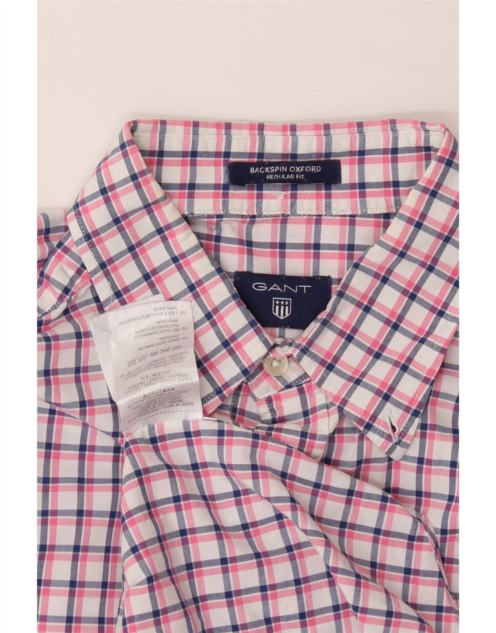 GANT Mens Regular Fit Shirt Medium Pink Check Cotton Vintage Gant and Second-Hand Gant from Messina Hembry 