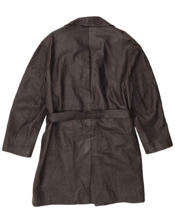 Cappotto in pelle vintage da donna UK 14 grande nero