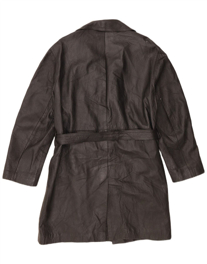 Cappotto in pelle vintage da donna UK 14 grande nero