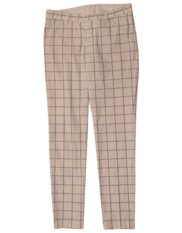 Pantaloni chino slim da uomo Zara EU 40 medio W31 L33 poliestere a quadri bianchi