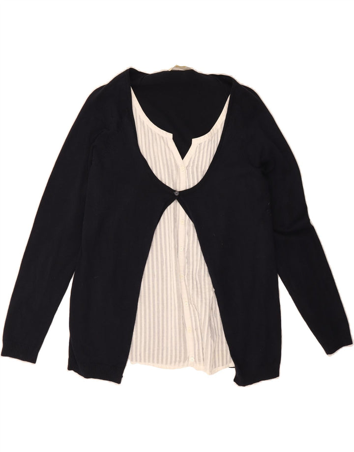 MICHAEL KORS Womens Cardigan Sweater UK 14 Large Navy Blue Rayon Vintage Michael Kors and Second-Hand Michael Kors from Messina Hembry 