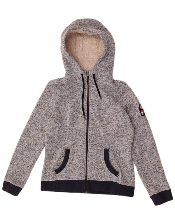 Maglione con cappuccio e zip da uomo Superdry UK 14 Grande poliestere chiazzato blu