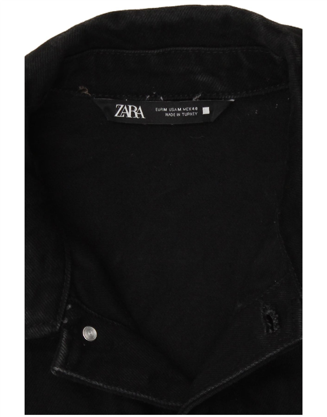 Giacca di jeans da uomo Zara UK 38 cotone nero medio