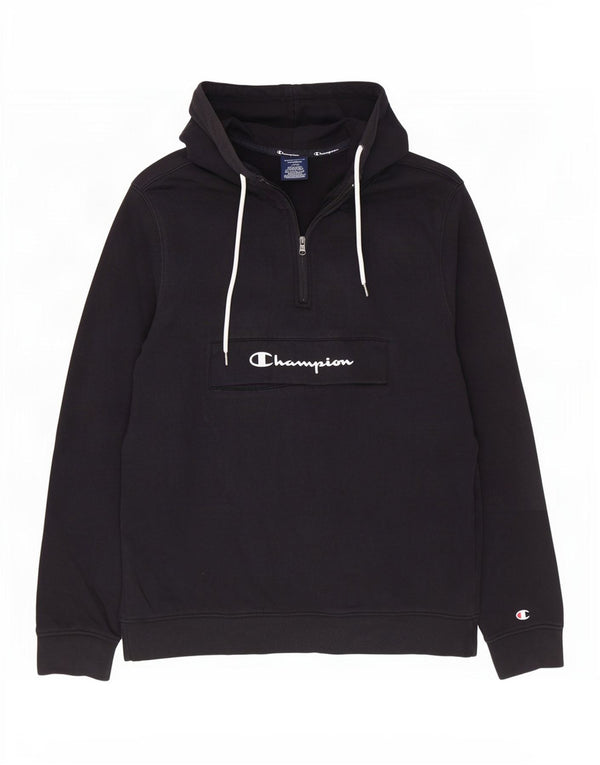 Maglione con cappuccio e zip Champion da uomo, grande, in cotone nero