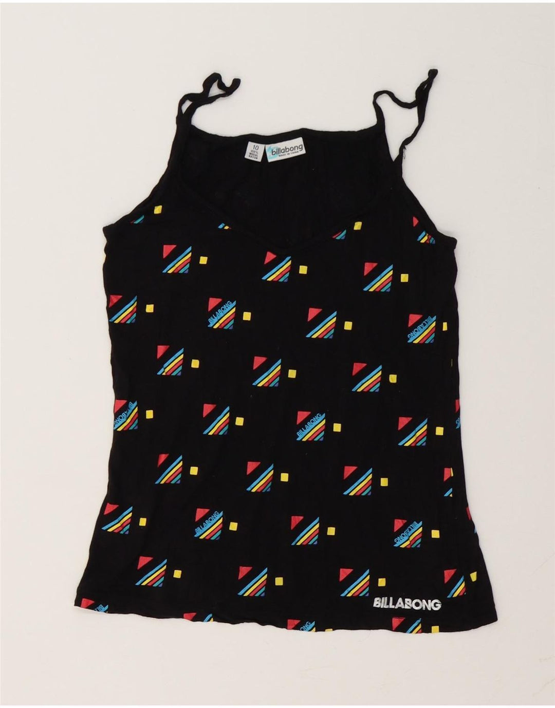 Billabong Maglietta grafica da donna UK 10 Piccola modale geometrica nera