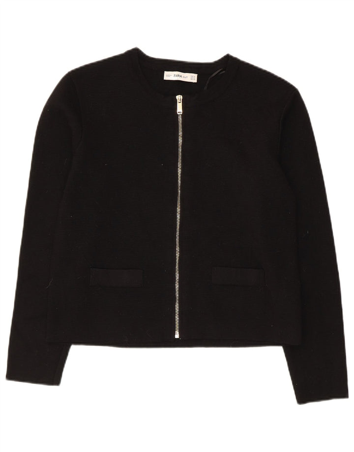 Maglione cardigan corto da donna Zara UK 12 viscosa nera media