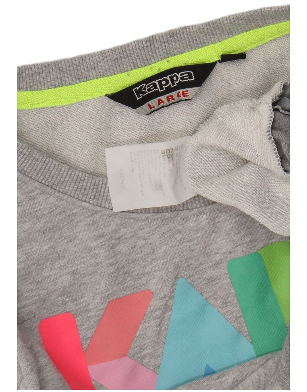 Felpa con grafica Kappa da donna, maglione UK 14, grande, cotone grigio