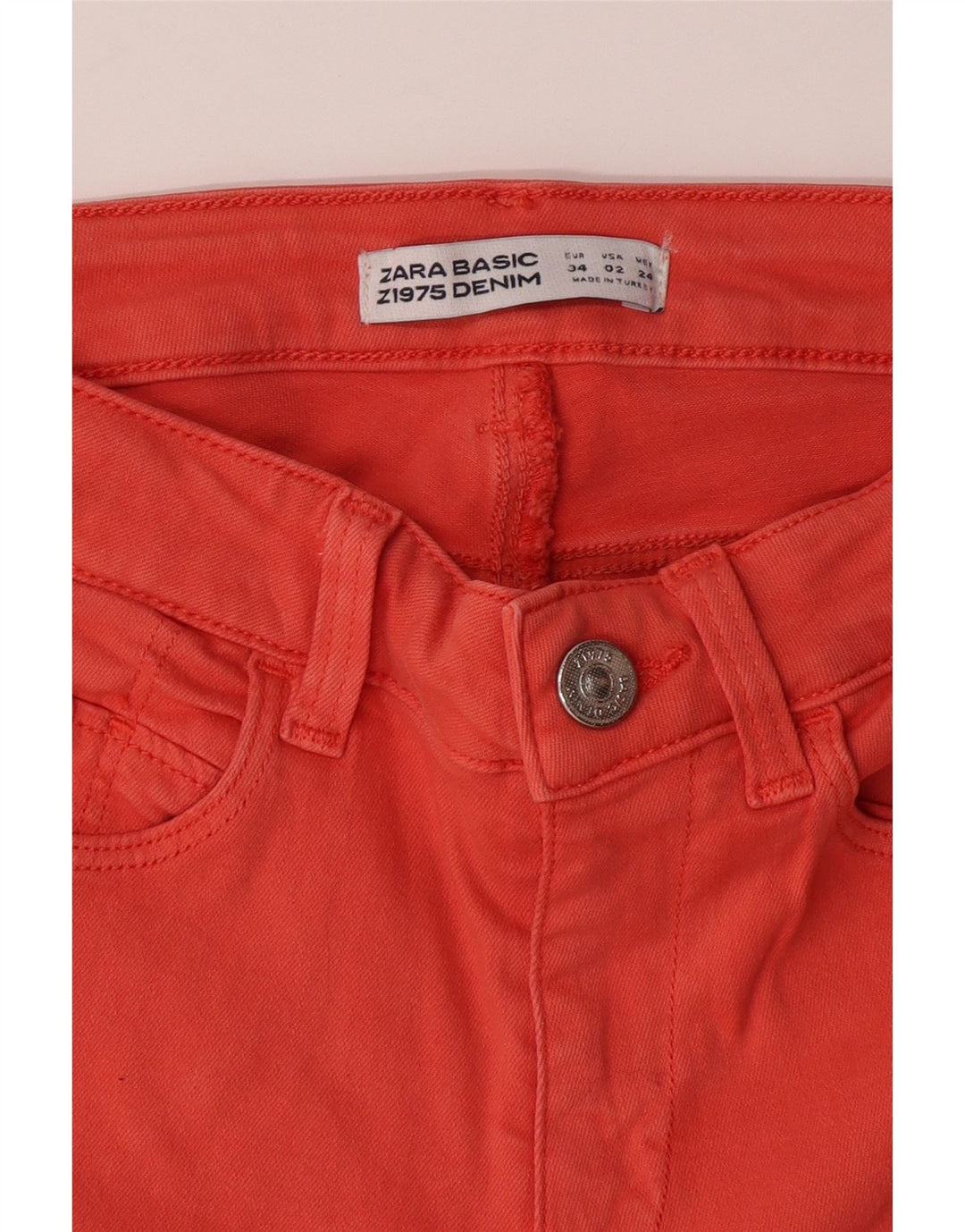 ZARA Womens Straight Jeans EU 34 2XS W24 L30 Orange Vintage Zara and Second-Hand Zara from Messina Hembry 