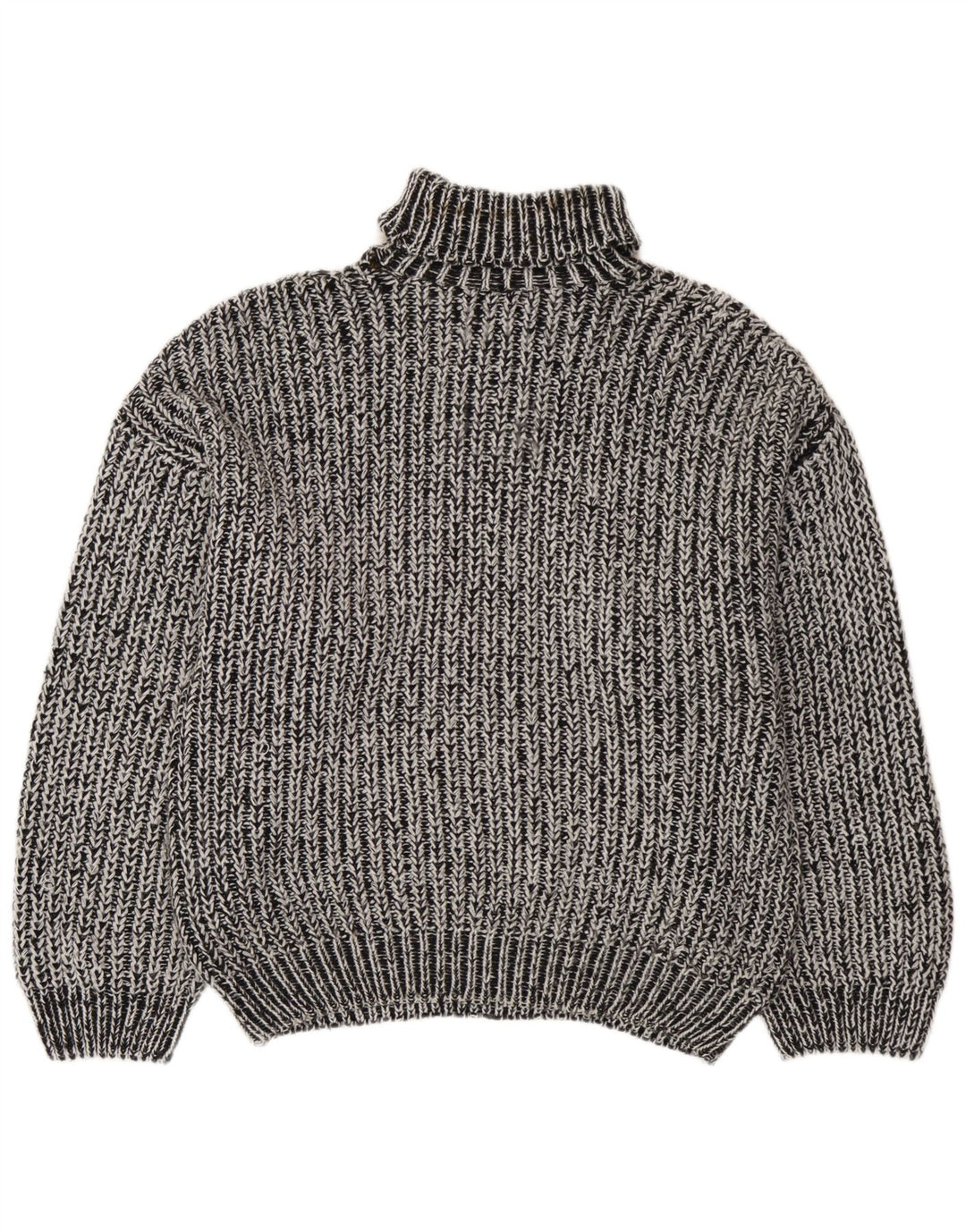 Maglione maglione vintage da uomo con collo alto XL grigio
